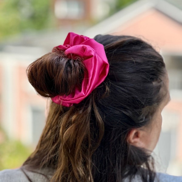 The Kristina Pink Satin Scrunchie