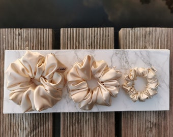 Champagne Cream Satin Scrunchie