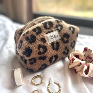 Kosmetiktasche Teddy Plüsch Leopard Beauty Bag