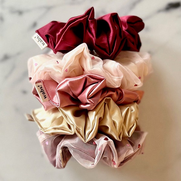 Valentine's Satin Scrunchies Set | Limited Edition Double Filled Scrunchie