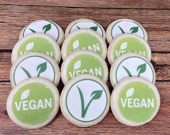 12 vegan green logo cookies