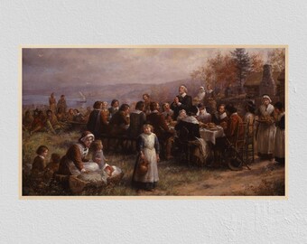 Samsung Frame TV Art Thanksgiving Dinner, Pilgrims, Feast, Gather, Painting, Autumn, Fall, Frame TV Art, Samsung Art TV, Digital Download