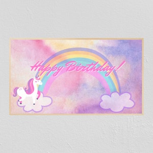 Samsung Frame Tv Art Happy Birthday | Art For Tv Frame | 4K | Samsung Frame Tv Art Birthday | Birthday Decoration | Unicorn Birthday Party