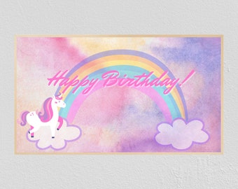 Samsung Frame Tv Art Joyeux anniversaire | Art pour cadre TV | 4K | Samsung Cadre Tv Art Anniversaire | Décoration d'anniversaire | Fête d'anniversaire de licorne