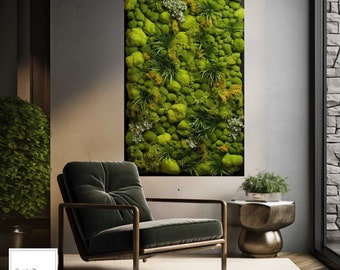 Moss Wall Art Large, Marimo Moss Ball, Oversized Canvas Art, Sage Green Wall Art - Canvas Print