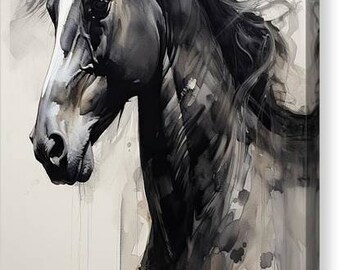 Black and White Horse Art - Midnight Majesty - Canvas Print