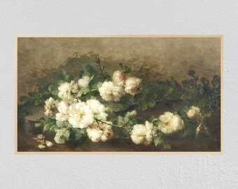 Samsung Frame Tv Art | Vintage Painting | Farmhouse Art | Still Life Flower Painting | Digital Art | Vintage Flower Still Life | Neutral