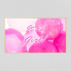 Samsung Frame TV Art, Baby Shower, It&#39;s A Girl Pink Baby Shower Balloons 4k Instant Digital Download Samsung Frame Baby Gender Reveal
