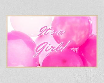 Samsung Frame TV Art, It's A Girl, Pink Balloons, Baby Shower (Digital Download)