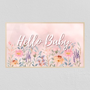 Samsung Frame TV Art | Pink Baby Shower Digital Decor | Pink Floral Watercolor | Instant 4K Download for Gender Reveal | Its a Girl