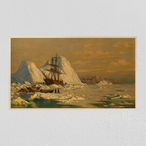 Christmas Frame TV Art, Winter, Snow, Painting, Nautical, Boats, Ships, Landscape, Frame TV Art, Samsung Art TV, Digital Download