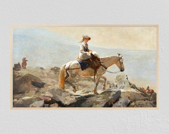 Samsung Frame TV Art, Vintage Horseback Riding Scene (Digital Download)