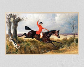 Samsung Frame TV Art Horse Wall Art, Vintage Wall Art, Horseback Riding Art, Farmhouse Wall Decor, Frame TV Art, Samsung Art, Download, Hunt