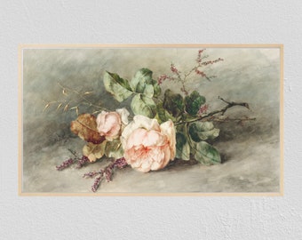 Samsung Frame Tv Art | Vintage Painting | Farmhouse Art | Still Life Flower Painting | Digital Art | Vintage Flower Still Life | Neutral