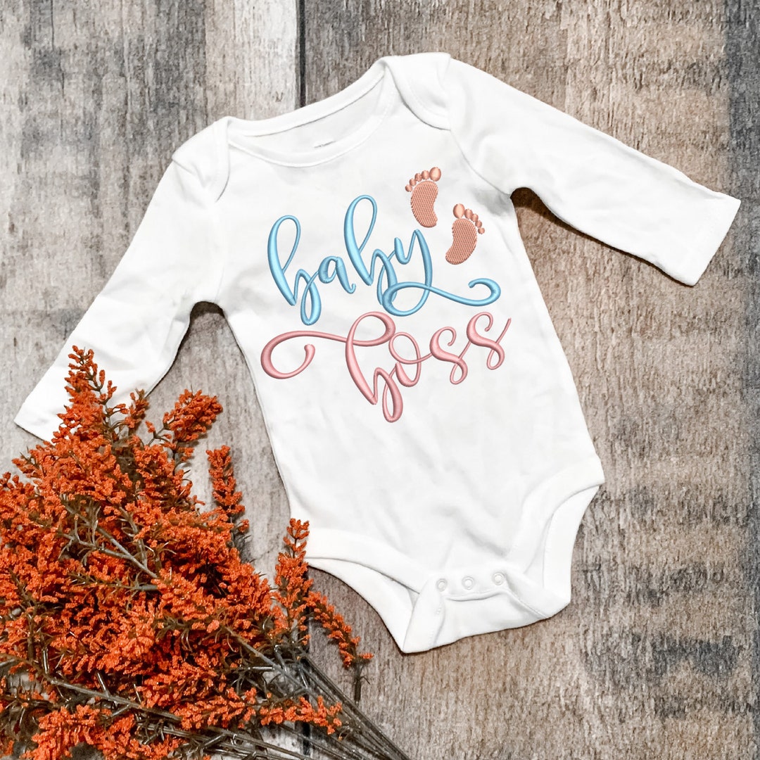 Cute Baby Bodysuit, Embroidered With the Title Baby Boss Cute Baby Bodysuit, Embroidered With the Title Baby Boss