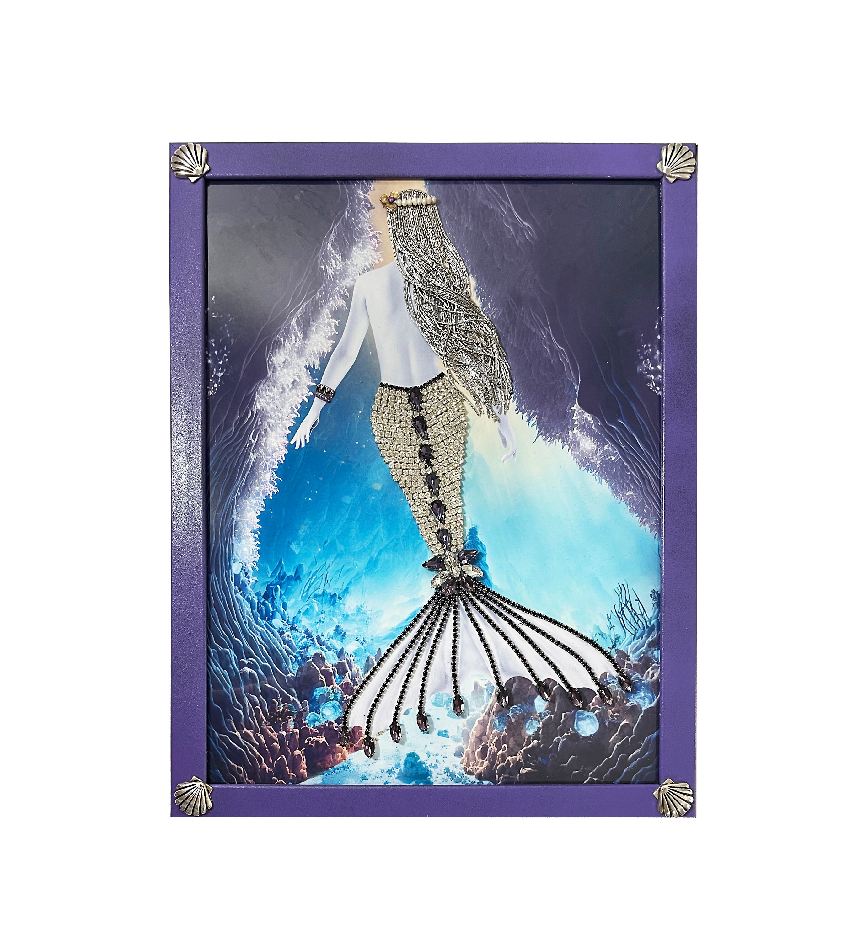 Mermaid Wall Decor, Framed Mermaid Art, Framed Jewelry Mermaid, Jewelry