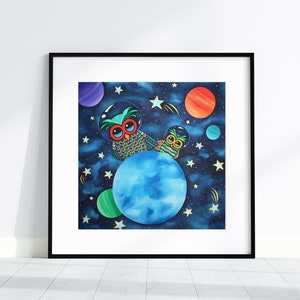 Exploring Space Print | Space Nursery Print | Celestial Nursery Print | Colorful Space Art | Kids Space Poster | Outer Space Kids Art