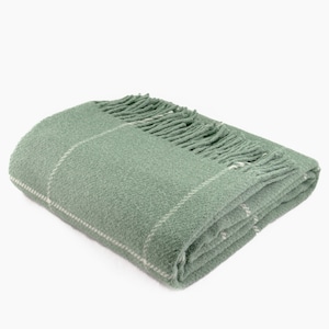 Nice wool blanket in pistachio. Grey wool plaid. High quality 100% wool sofa throw in blue. Cozy natural bed blanket in beige