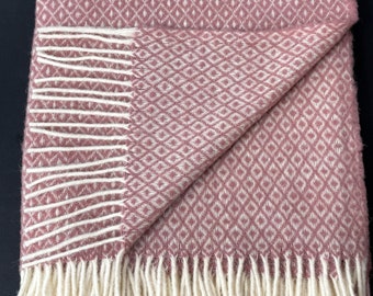 Couverture 100 % laine rose poudré. Plaid en laine gris. Jeté de canapé en laine de haute qualité en vert forêt. Couverture de lit naturelle confortable en gris foncé