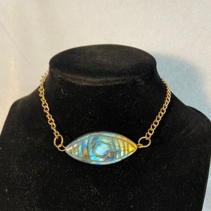 Evil Eye Choker - Evil Eye Choker Necklace - Labradorite Choker - Labradorite Choker Necklace - Purple Labradorite - Eye of Horus - Spooky