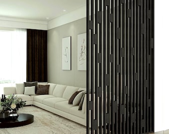 Custom Solid Wood Slat Room Divider, Modern Wood Partition