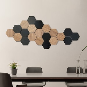 Hexagoniga väggpaneler i trä med bikakemönster | Gör-det-själv-rumsavdelare | Enkel installation | Anpassningsbar heminredning