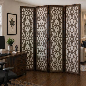 Privacy Room Divider | Folding Screen with Translucent Panels