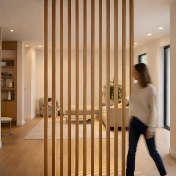 Rotating Wood Slat Room Divider | Adjustable Privacy Partition