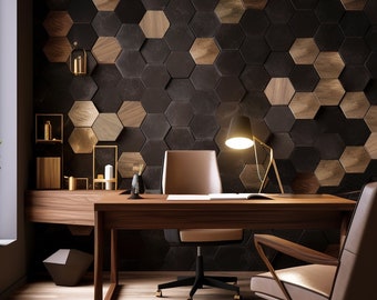 Easy-to-Install Hexagon Honeycomb Wooden Wall Decor