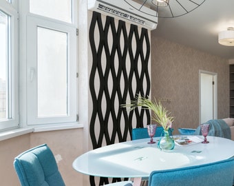 3D Wooden Slat Feature Wall • Custom Size Wave Panel • Modern Home Divider