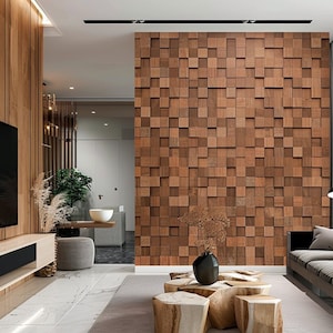 Paneles de mosaico de madera 3D hechos a mano - Decoración rústica para el hogar