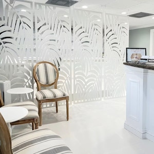 Custom Wall Partition for Office or Salon – White Modern Room Divider | Tall Screen Divider | Custom Color & Size Wall Panel