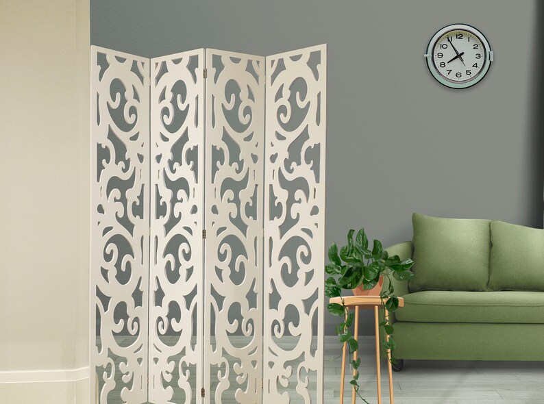 PVC White 1/2 Inch Panel Folding Room Divider Freestanding Etsy