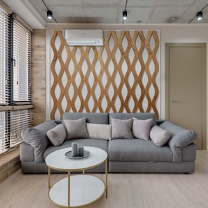 wood slats, curvy panel, wood slat headboard, slat wall, vertical wood slat wall, wood wall panel, home décor diy, 3d wood slat, 3d wooden wall, wood slat accent wall, 3d wall panels, wood acoustic panel, office décor, wall slat panel, wavy panel