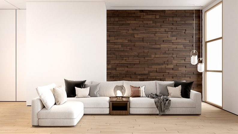 Acoustic Wooden Wall Tiles in various colors, showcasing the 3D brick layout design made from solid wood, perfect for enhancing sound quality in any space.