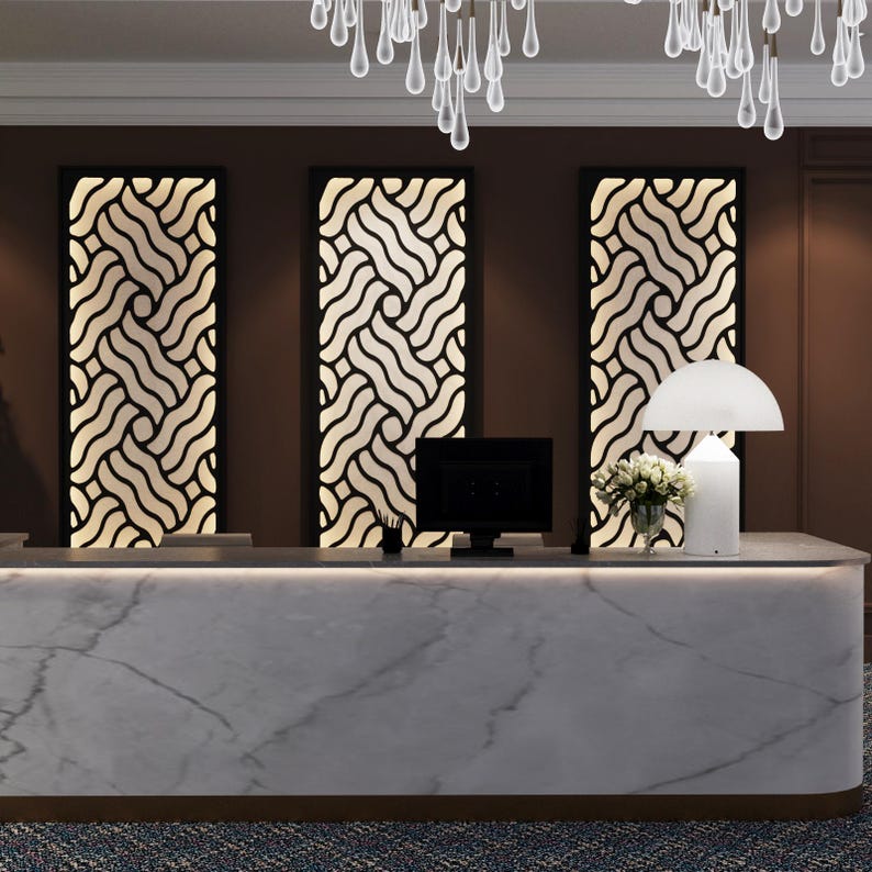 Panel Led Wood Patterns Custom LED Wall Panel – Solid Wood Frame With Cnc-cut Decorative ...