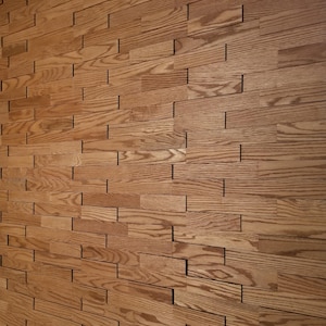 Acoustic Wooden Wall Tiles in various colors, showcasing the 3D brick layout design made from solid wood, perfect for enhancing sound quality in any space.