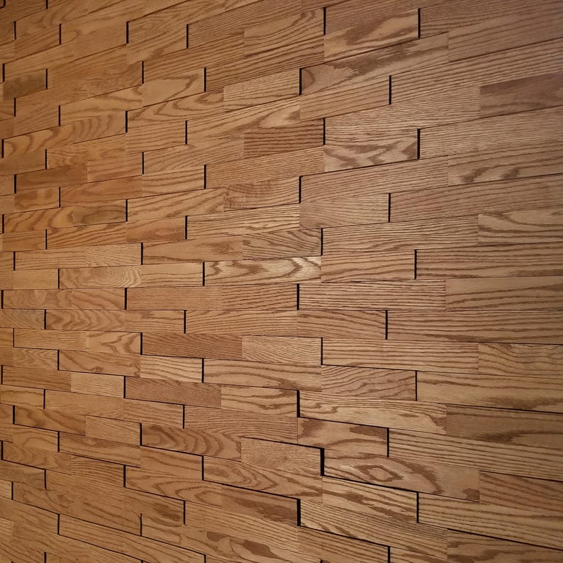 Acoustic Wooden Wall Tiles in various colors, showcasing the 3D brick layout design made from solid wood, perfect for enhancing sound quality in any space.