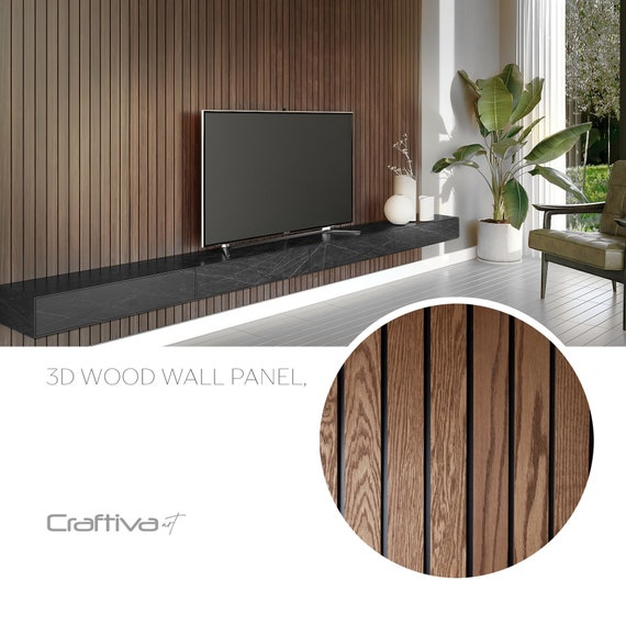 2024 Panel de TV Pared de listones de madera, Ideas de listones de madera  verticales