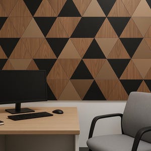 Modern Triangle Wall Panels – Geometric 3D Wall Art – DIY wall décor wooden tiles