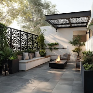Outdoor privacy panel decorative screen for patio or garden, modern backyard privacy wall panel for fence décor