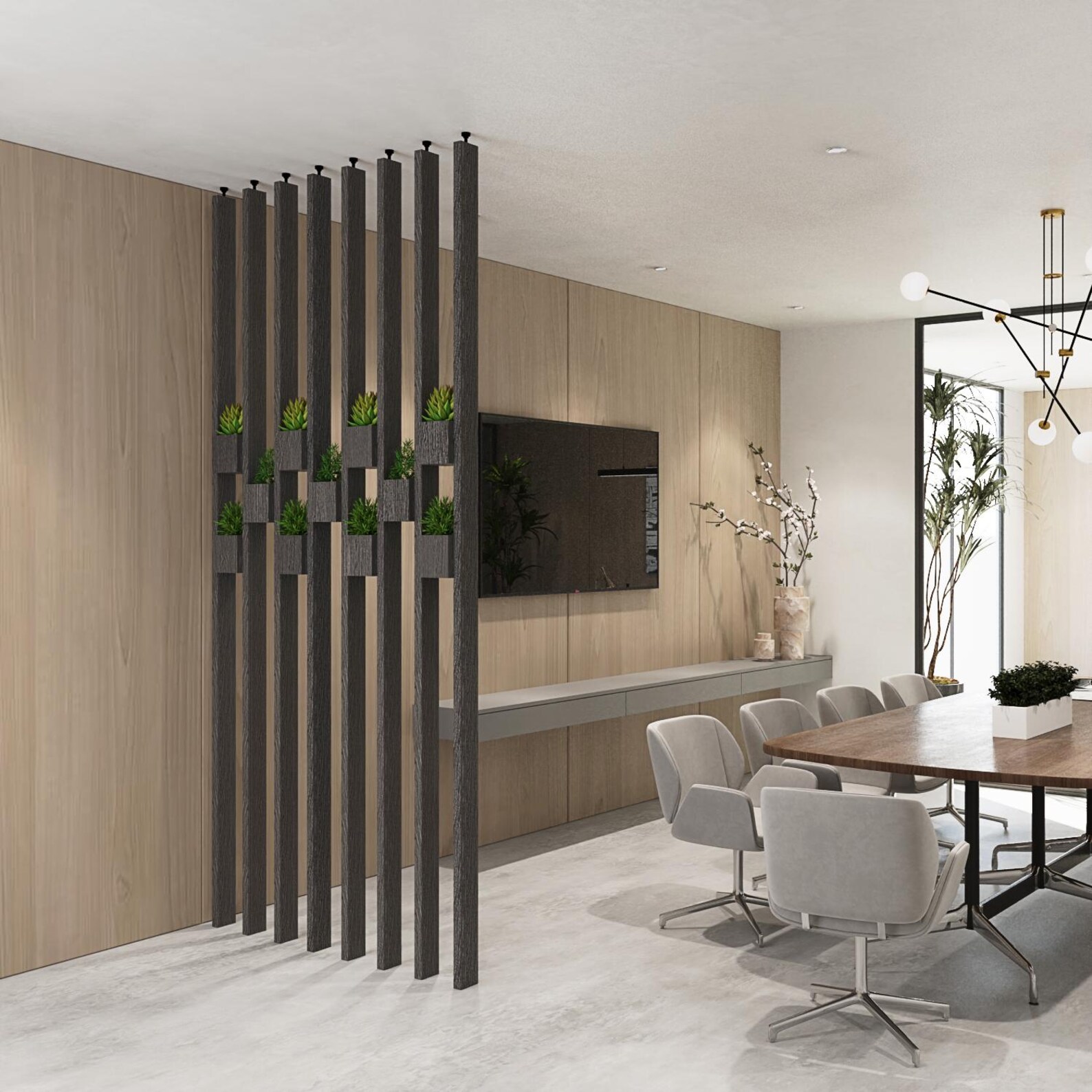 Wood Slat Divider With Built in Planters Modern Room Partition - Etsy