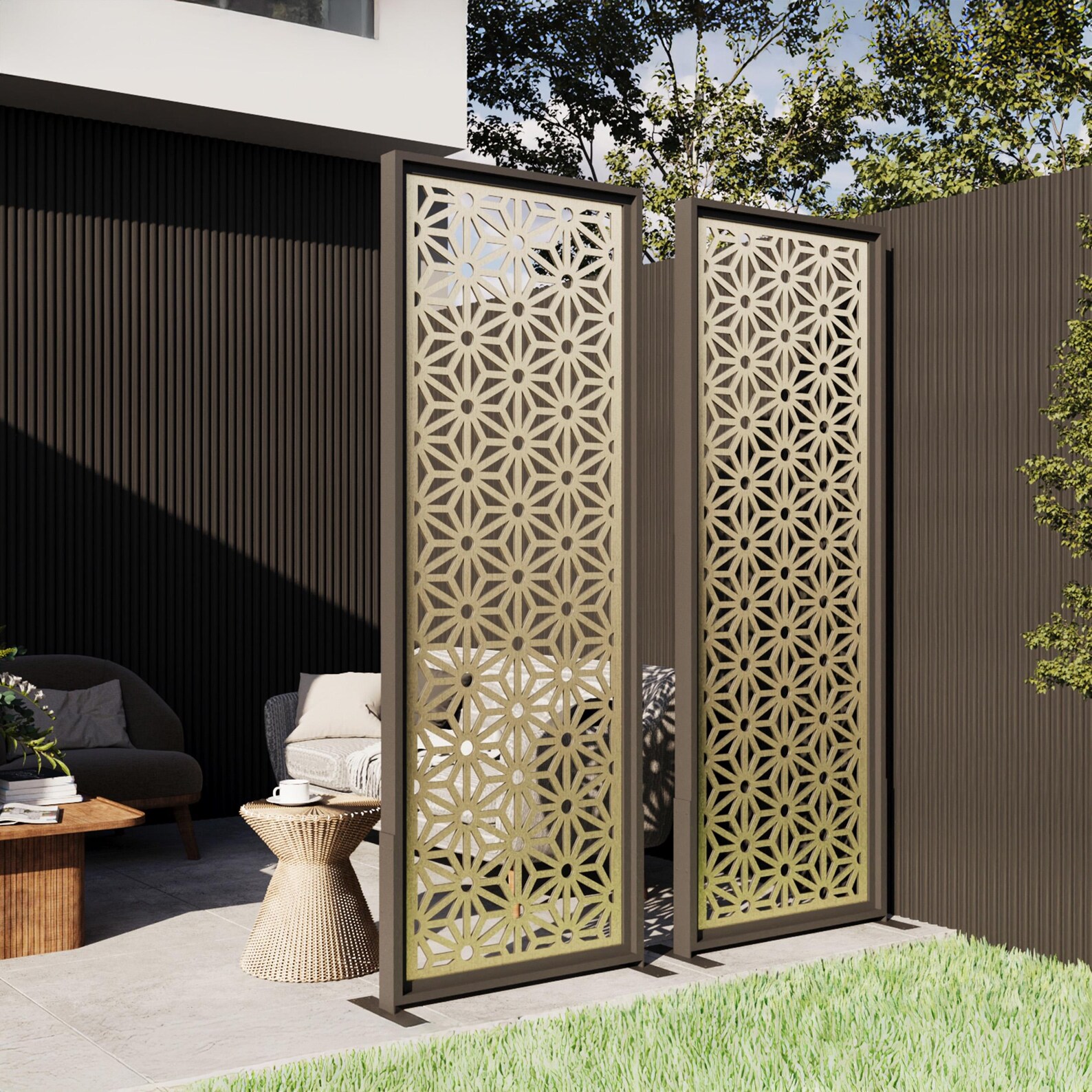 Modern Outdoor Privacy Screen: Aluminum Composite or HDPE Panel - Etsy
