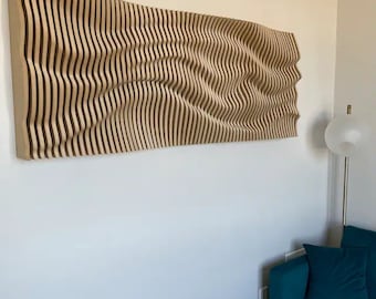 Panel acústico de pared de madera con diseño paramétrico para decoración de paredes