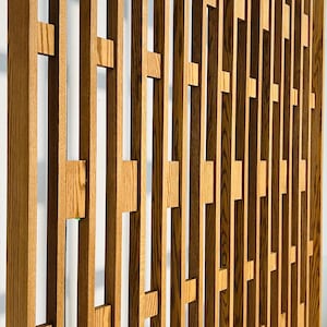 Solid Red Oak Wood Slat Room Divider | Modern Open Space Partition | Decorative Accent Wall Panel | Minimalist Custom Size Wood Screen image 19