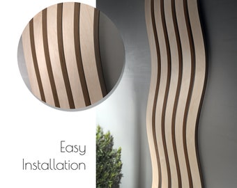 Wavy Wood Wall Panel, Wavy Wood Slat, Acoustic Curvy Wood Panel, Sound Diffuser, Curvy Wood Slat ,  Easy Installation, Custom Panels