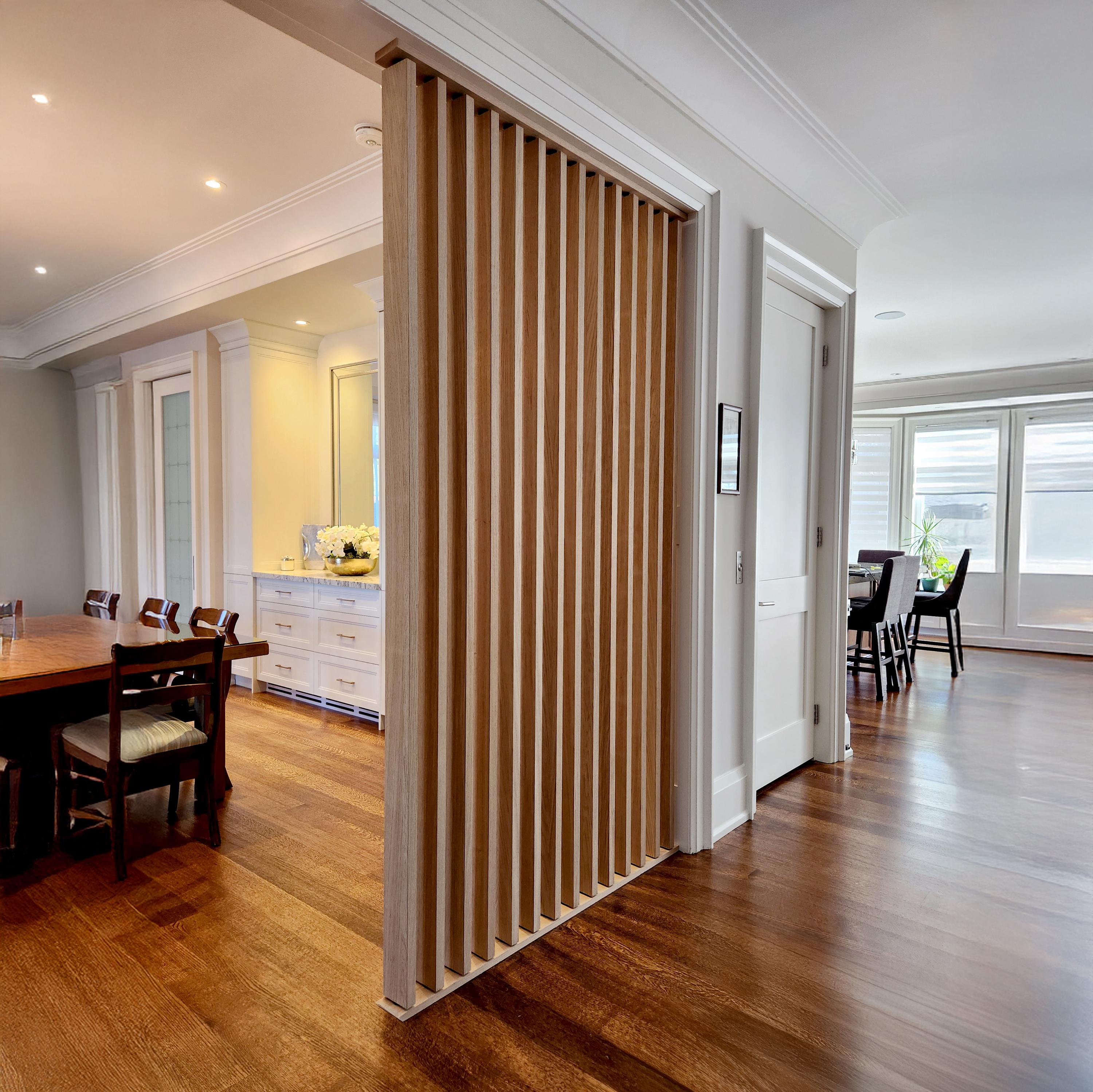Rotating Wood Slat Room Divider | Adjustable Privacy Partition