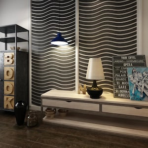 カスタム3D波型壁パネル • 木製スラットテクスチャ • 現代的な特徴アクセント