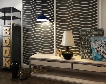 Custom 3D Wavy Wall Panel • Wood Slat Texture • Contemporary Feature Accent