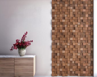 3D Wooden Wall Panel, Acoustic Decor, Mosaic Wooden Tile, Custom Color